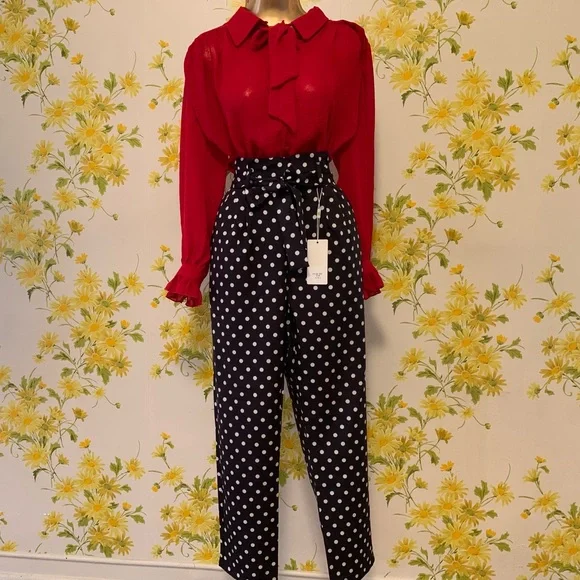 NWT Polka dot black pants size L - Picture 2 of 8